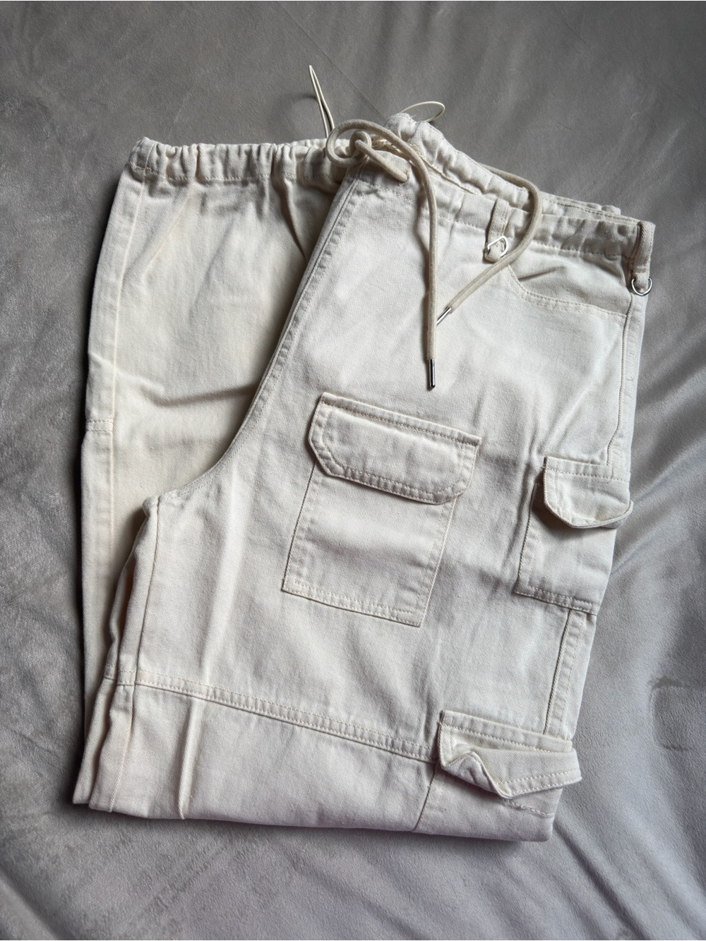 Boutique White Cargo Jogger Pants